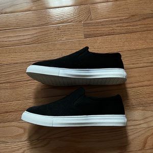 Steve Madden slip ons with faux suede material
